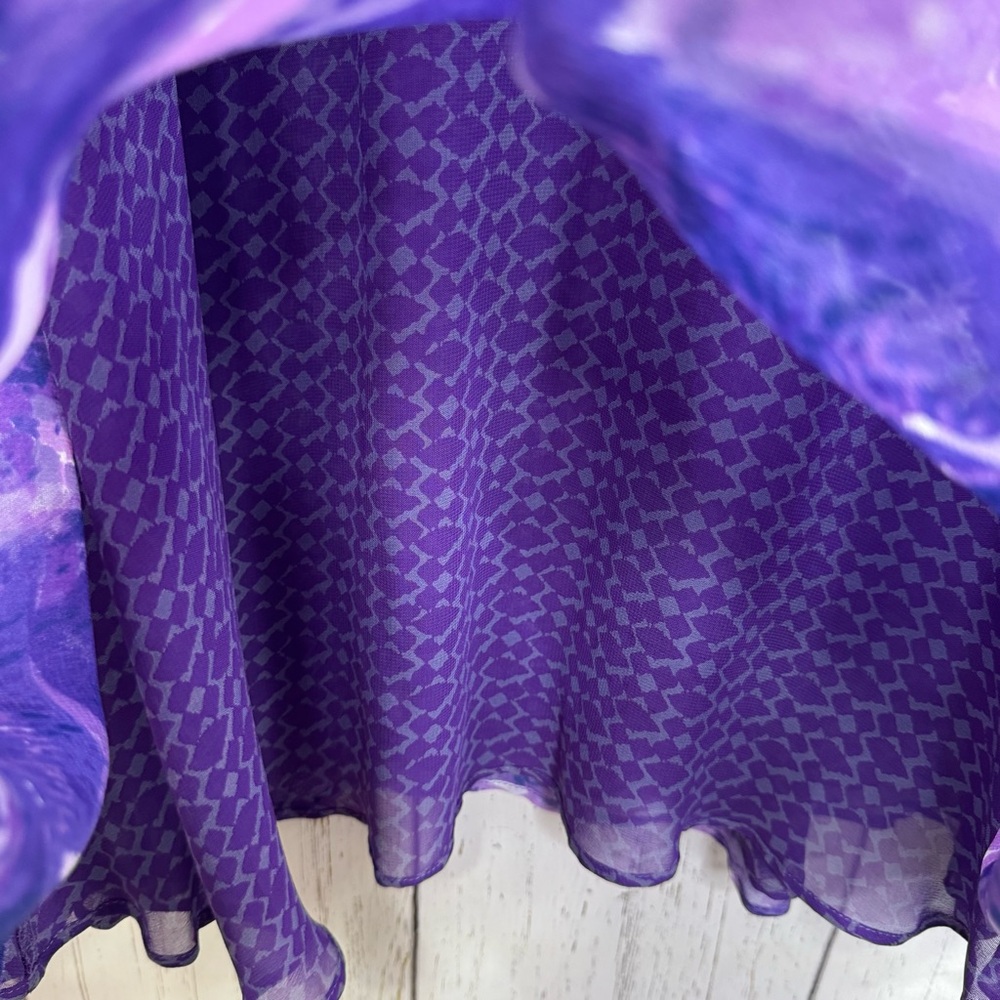 Coldwater Creek Reversible Purple Abstract Maxi Skirt Boho Artsy Lagenlook 8 - Picture 6 of 13